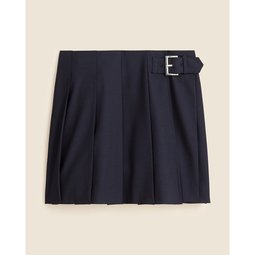 J. Crew Women's Pleated Mini Skirt with Buckle Detail Navy Size 14 NWT - Picture 4 of 12